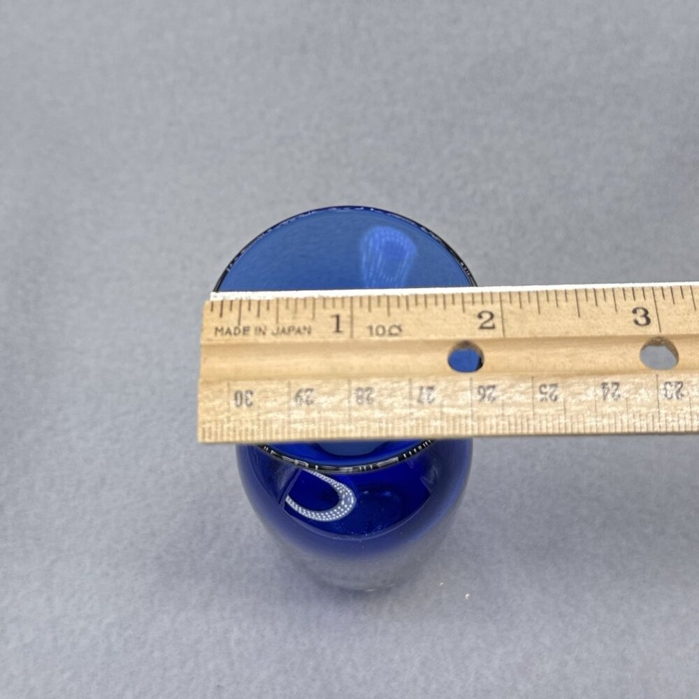 Randsfjord Glass Cobalt Blue Vase Mini 5.25" Made In Norway Original Sticker - Picture 7 of 7